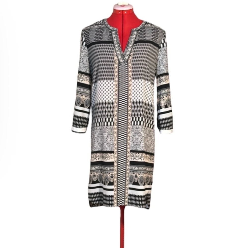 Hale Bob Black and White Patterned Coverup Dress Size Small